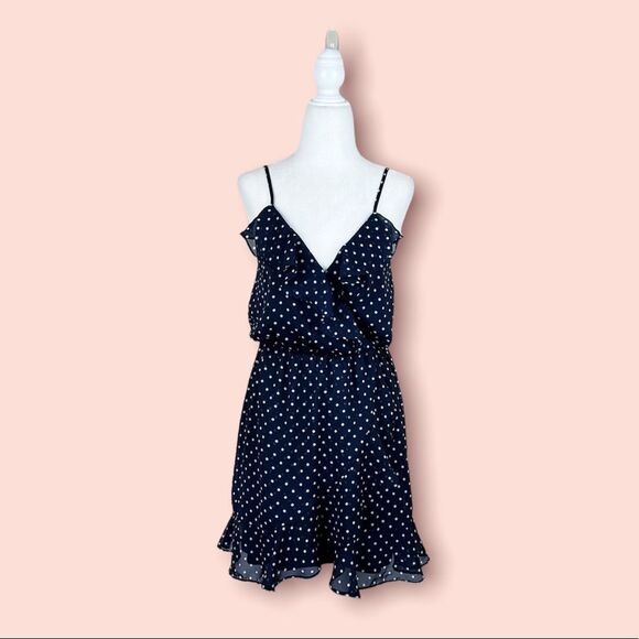 Forever 21 Navy Polka Dot Wrap Dress Sz Medium - Picture 1 of 7